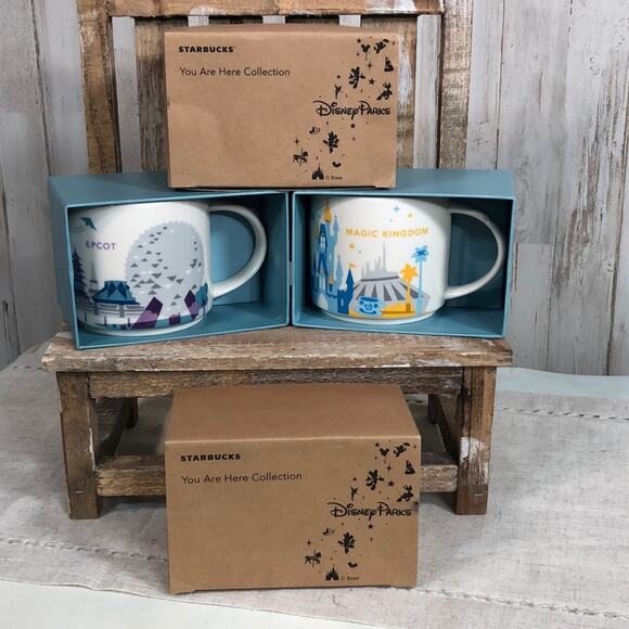 Set of 2 Starbucks Disney Parks YOU ARE HERE Collection - Magic Kingdom & EPCOT - Picture 1 of 11